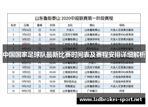 中国国家足球队最新比赛时间表及赛程安排详细解析
